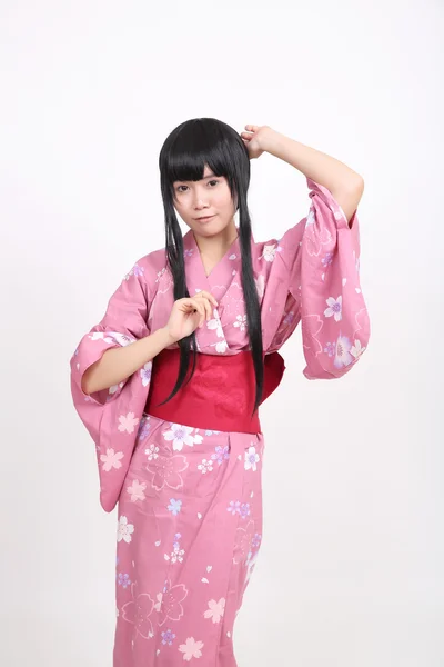 Menina com yukata — Fotografia de Stock