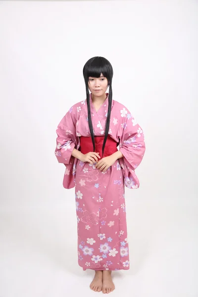 Ragazza con yukata — Foto Stock