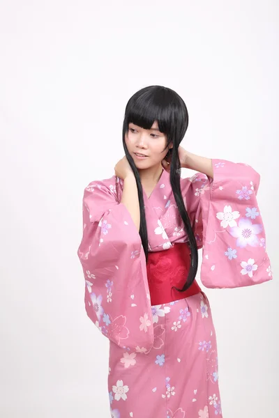 Flicka med yukata — Stockfoto