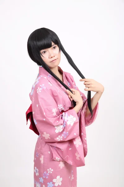 Ragazza con yukata — Foto Stock