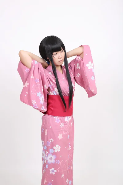 Flicka med yukata — Stockfoto