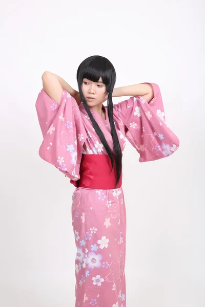 Menina com yukata — Fotografia de Stock