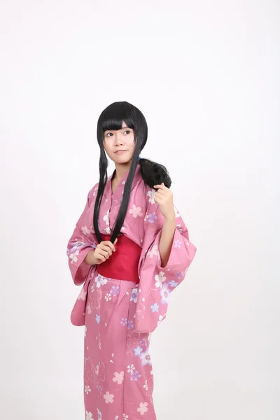 Menina com yukata — Fotografia de Stock
