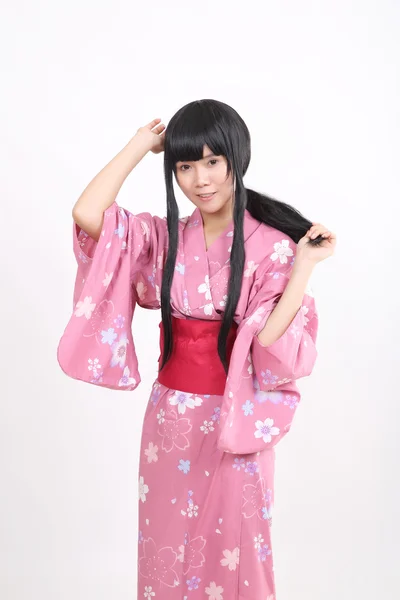 Flicka med yukata — Stockfoto