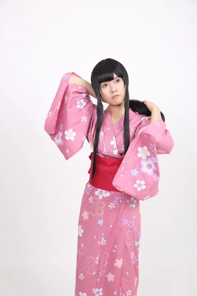 Menina com yukata — Fotografia de Stock