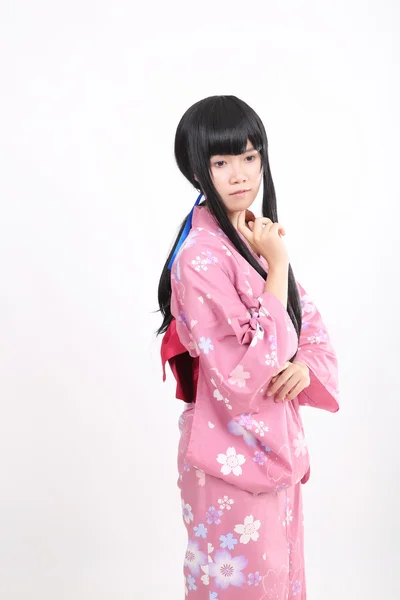 Flicka med yukata — Stockfoto