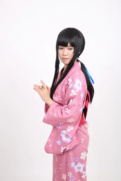 Ragazza con yukata — Foto Stock