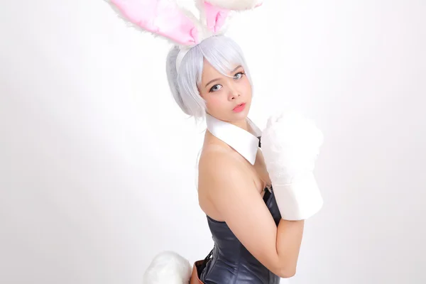 Bunny girl isolated in white background — Stock Photo, Image