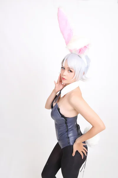 Bunny girl isolated in white background — Stock Photo, Image