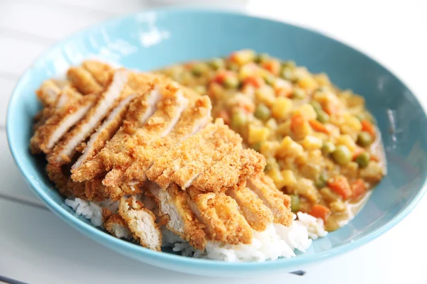 Curry rice with fried pork — Stock Photo, Image
