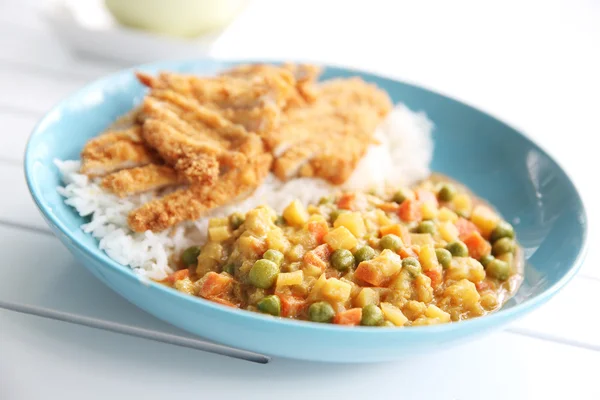 Curry rice with fried pork — Stock Photo, Image