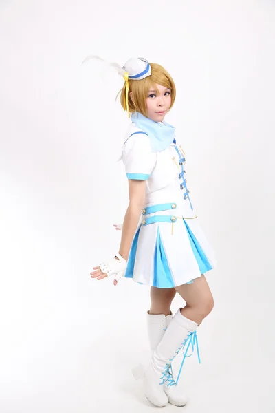 Portret Cosplay dansen meisje geïsoleerd op witte achtergrond — Stockfoto