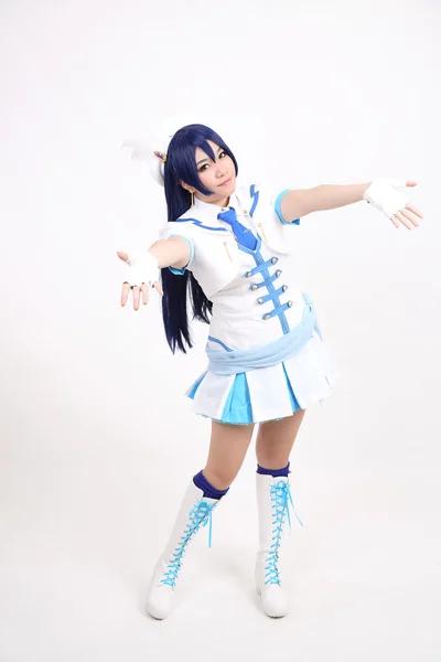 Portret Cosplay dansen meisje geïsoleerd op witte achtergrond — Stockfoto