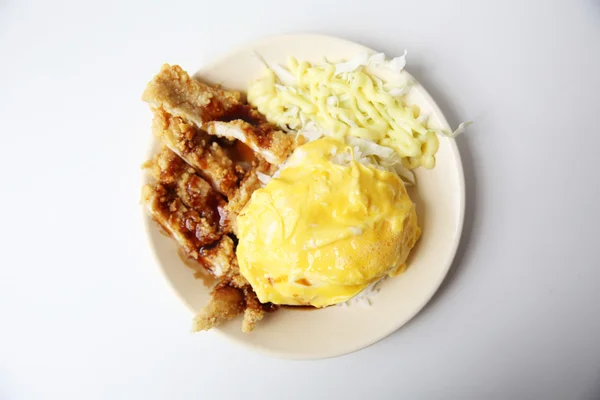 鶏の照り焼きとご飯 — ストック写真