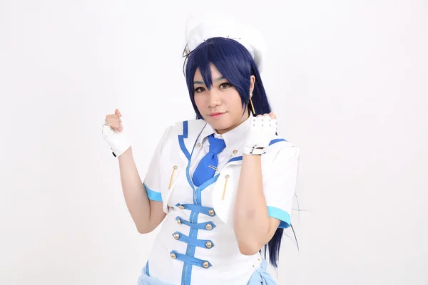 跳舞女孩在白色背景中孤立的肖像 Cosplay — 图库照片