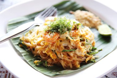 Tay gıda padthai kızarmış noodle ile karides