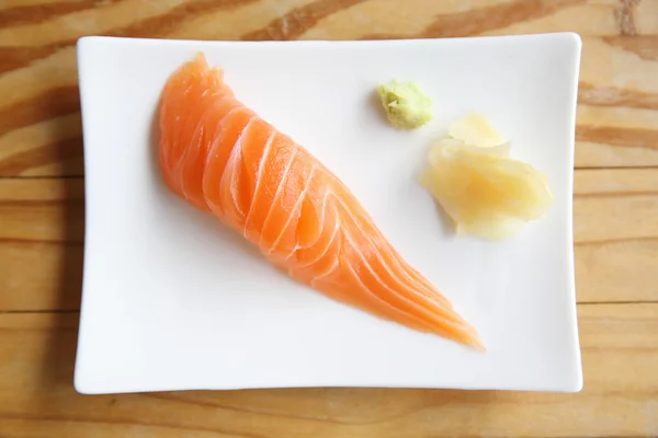 Salmon Sushi on wood background — Stock Photo, Image