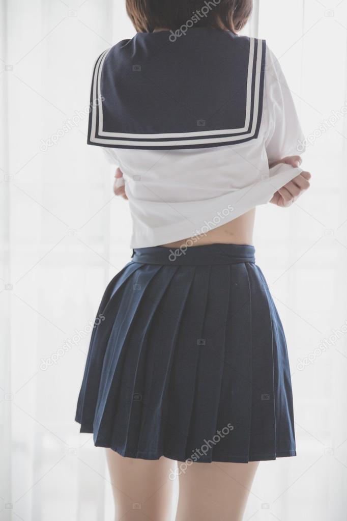 asian girl student in school uniform