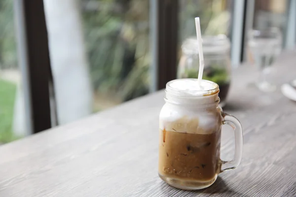 Ice latte kaffe i närbild — Stockfoto