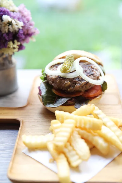 Beef Hamburger  in close up — Stock Photo, Image