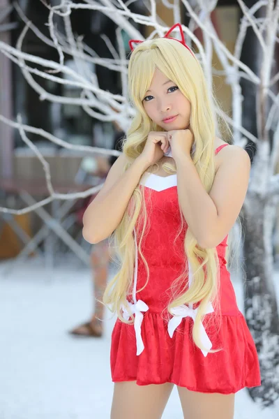 Portrait girl on christmas coat — Stock Photo, Image