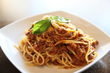 Spagetti bolognese yakın çekim