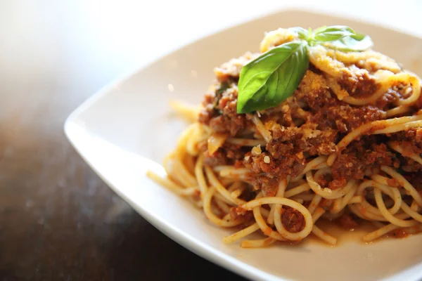 Espaguetis boloñesa en primer plano —  Fotos de Stock