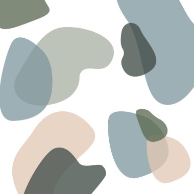 Organik şekilli modern soyut sanat tasarımı. Elle çizilmiş botanik elementlerle çağdaş kolaj tarzı tasarımı ve modaya uygun sıcak renk paletinde soyut şekiller. 