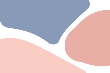 Organik şekilli modern soyut sanat tasarımı. Son moda sıcak renk paletinde el çizimi soyut şekiller ile çağdaş kolaj biçimi tasarımı. 