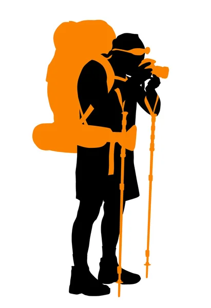 Backpacker. Vector  silhouette — Stock Vector