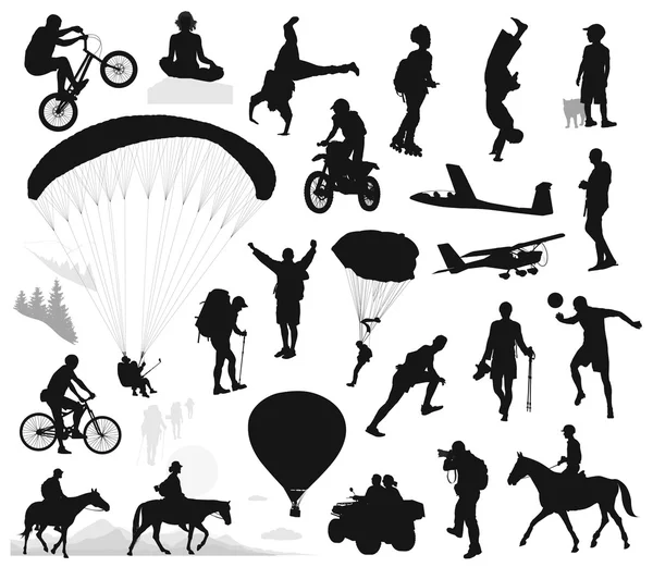 Summer activities and extreme sports set — Stock Vector