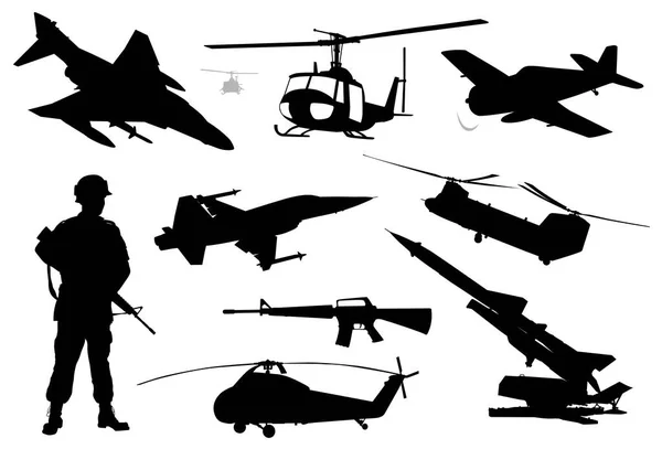 Collection Military Silhouettes Vector Eps — Stock Vector