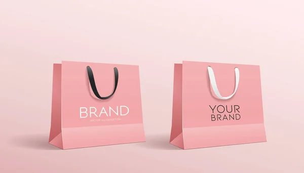 Shopping Sacchetto Carta Rosa Collezioni Modellare Design Eps Illustrazione Vettoriale — Vettoriale Stock