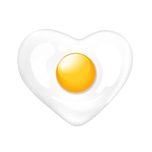 Fried Egg Heart Shape Realistic Isolated White Background Eps10 Vector — Stock Vector