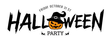 Cadılar Bayramı parti mesaj tasarımı, beyaz arkaplanda kabak izole edilmiş, Eps 10 vektör illüstrasyon