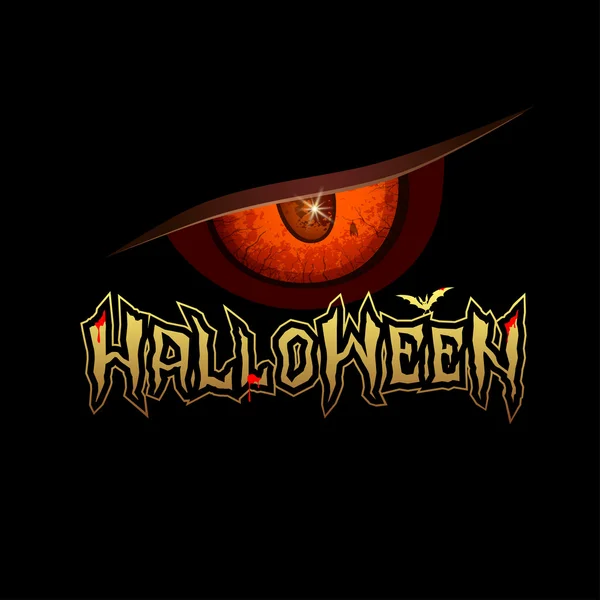 Mensaje de Halloween ojos rojos con murciélago y sangre diseño rojo — Archivo Imágenes Vectoriales