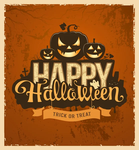 Feliz halloween calabaza mensaje diseño — Vector de stock