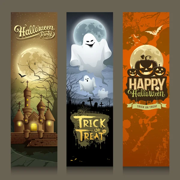 Felice giorno di Halloween collezioni banner design verticale — Vettoriale Stock