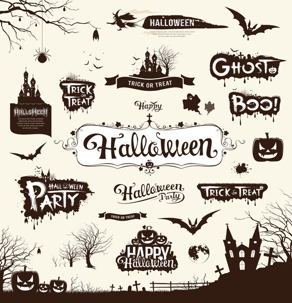 Happy Halloween day silhouette collections design