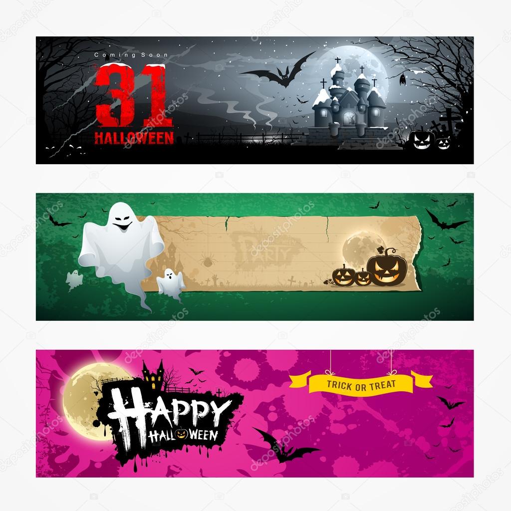 Happy Halloween banner collections design background, vector illustrations