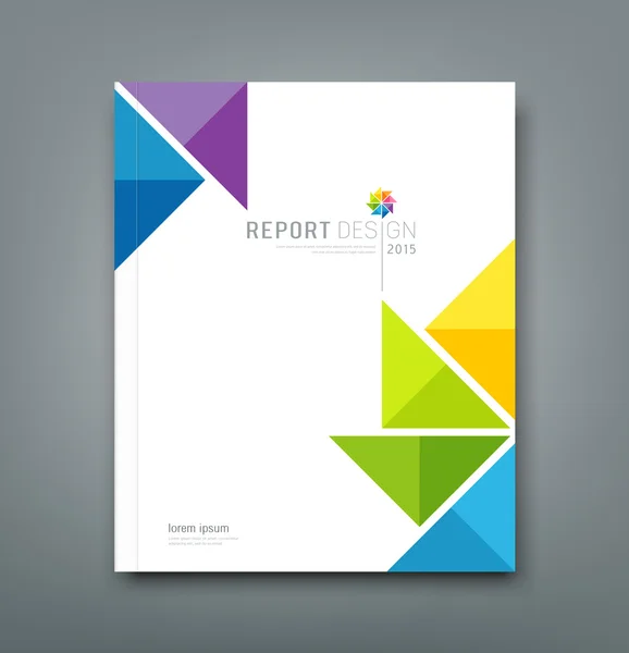Titulní výroční zpráva, barevné větrný origami papír designu — Stockový vektor