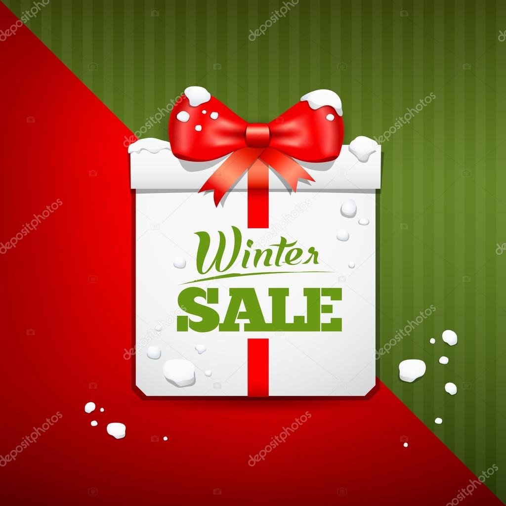 Merry Christmas gift box winter sale design