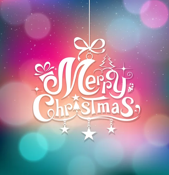 Feliz Navidad tarjeta de felicitación letras diseño colorido fondo — Archivo Imágenes Vectoriales