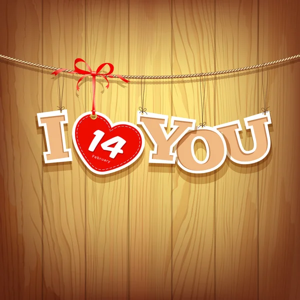 Valentines met tekst i love you en red linten ontwerpen — Stockvector