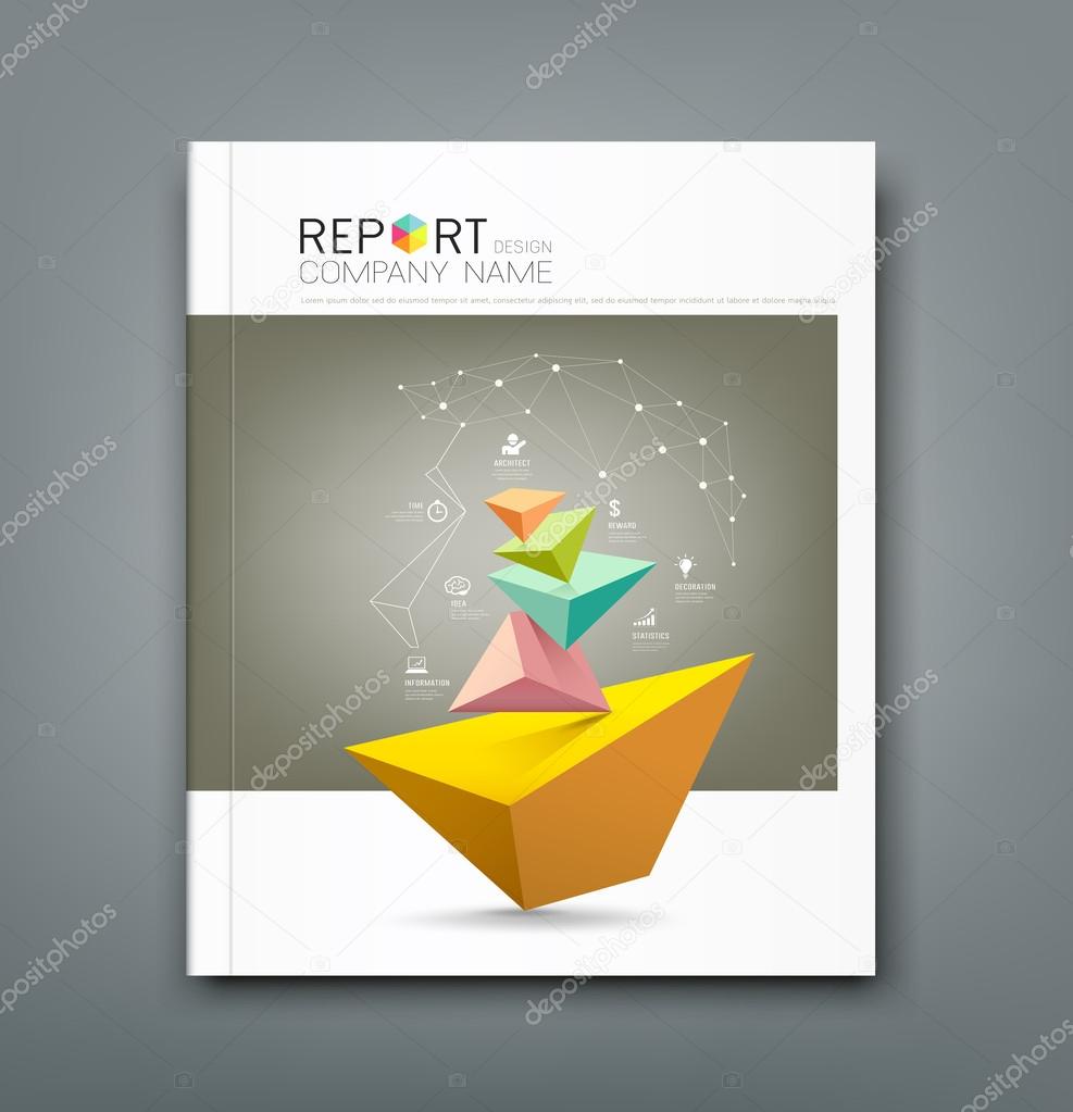 Cover Annual Report triangle connection head and business icons