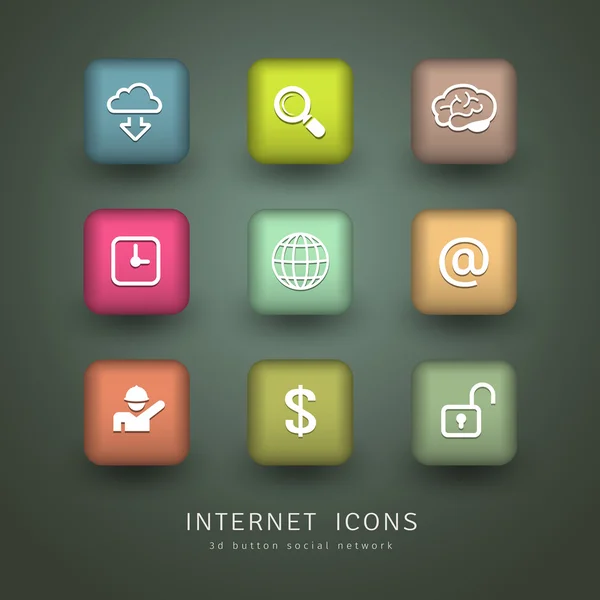 Tlačítka ikony Internet sítě sbírky designu — Stockový vektor
