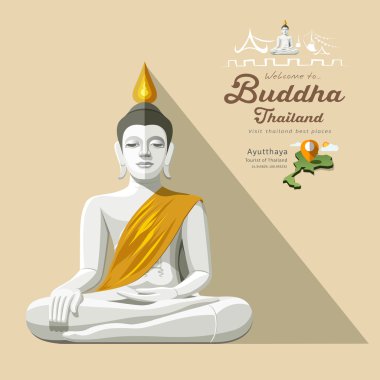 Tayland beyaz Buddha ve sarı bornoz
