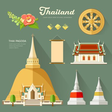 Temple, tekerlek Tayland Yaşam koleksiyonları ile Tay Pagoda