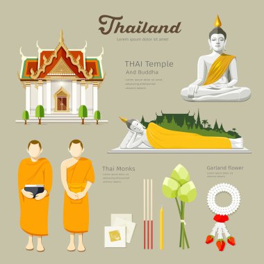 Tay Buddha ve tapınak rahipleri Tayland ile