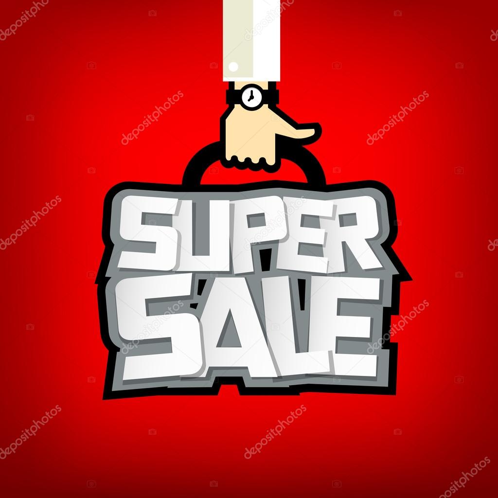 Super sale text with business hand design